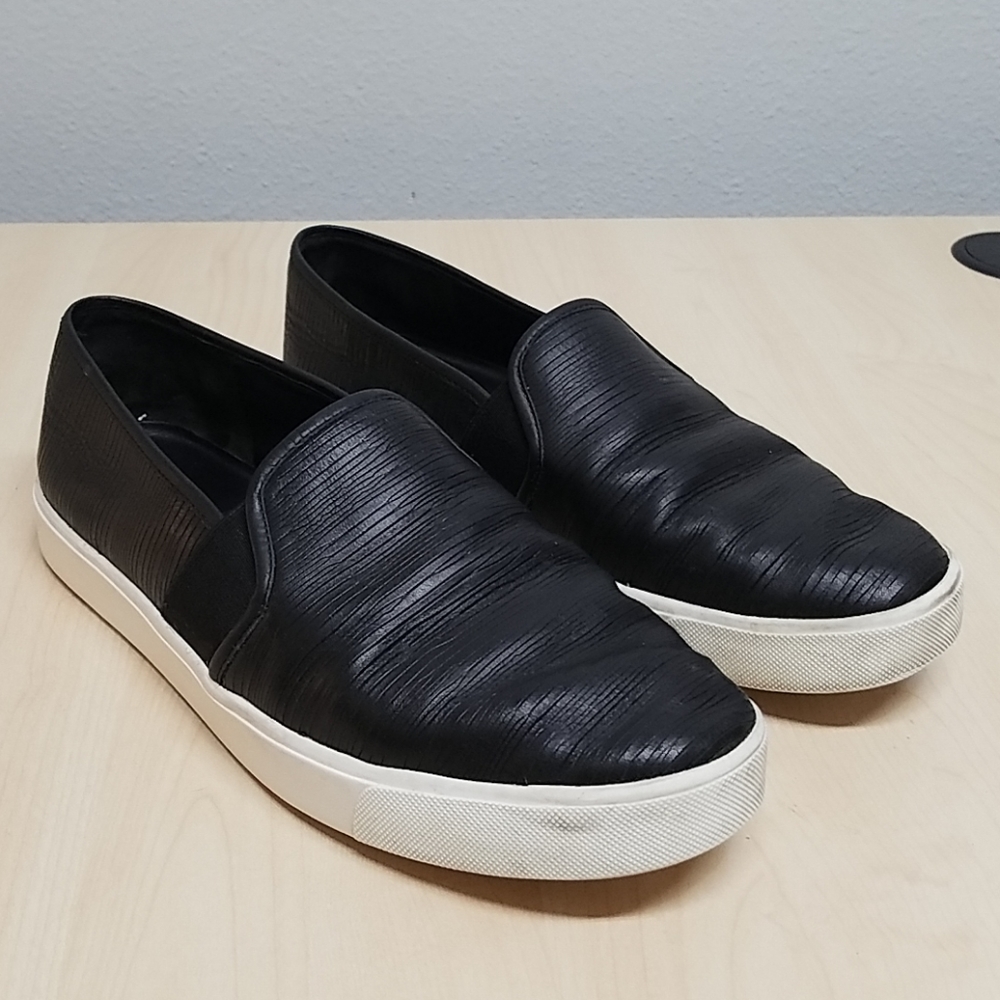 Vince black leather textured sneakers shoes 8.5